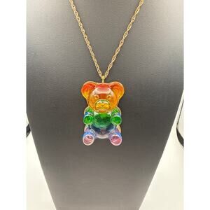 Betsey Johnson Rainbow Gummy Bear Slide Necklace